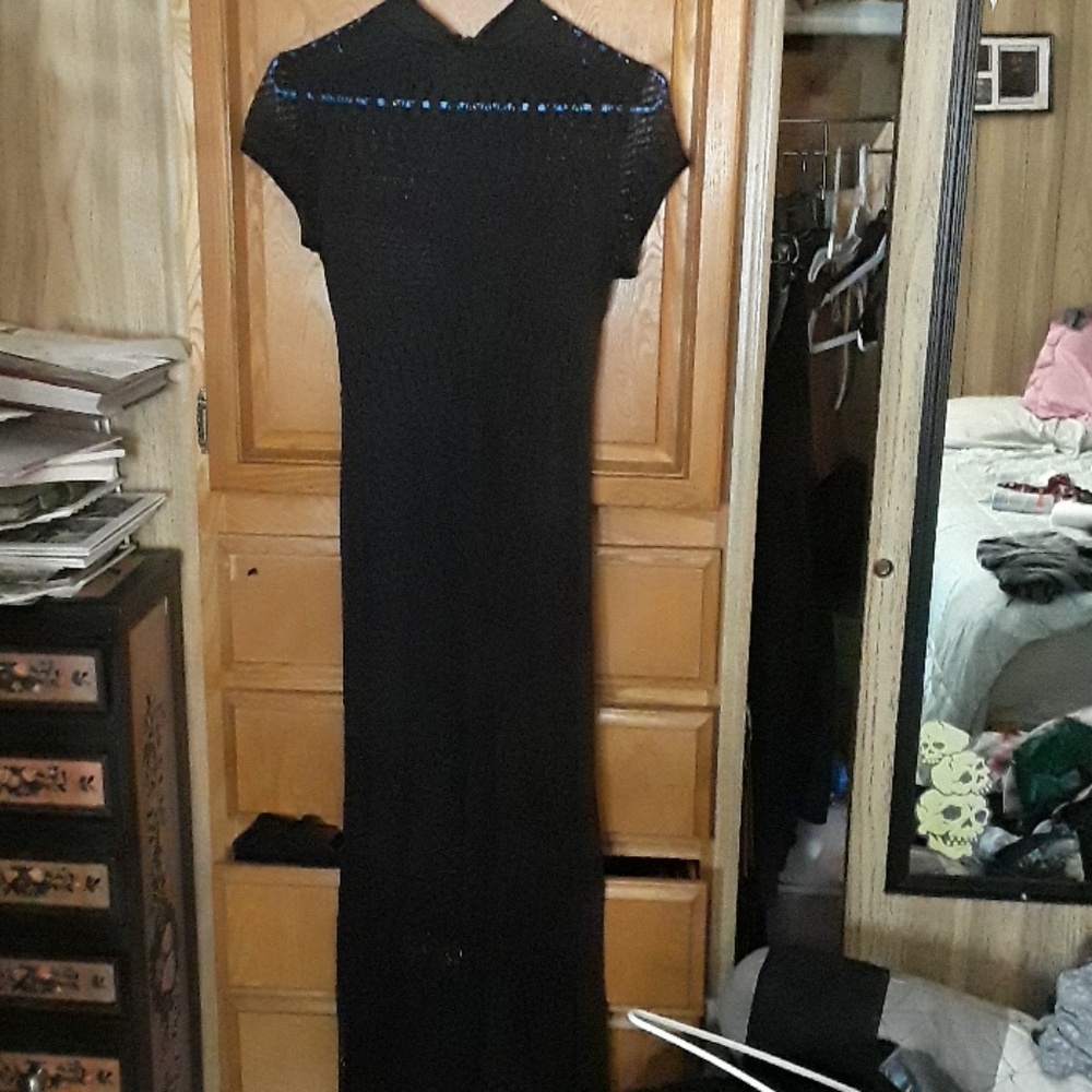 Long black lace dress
